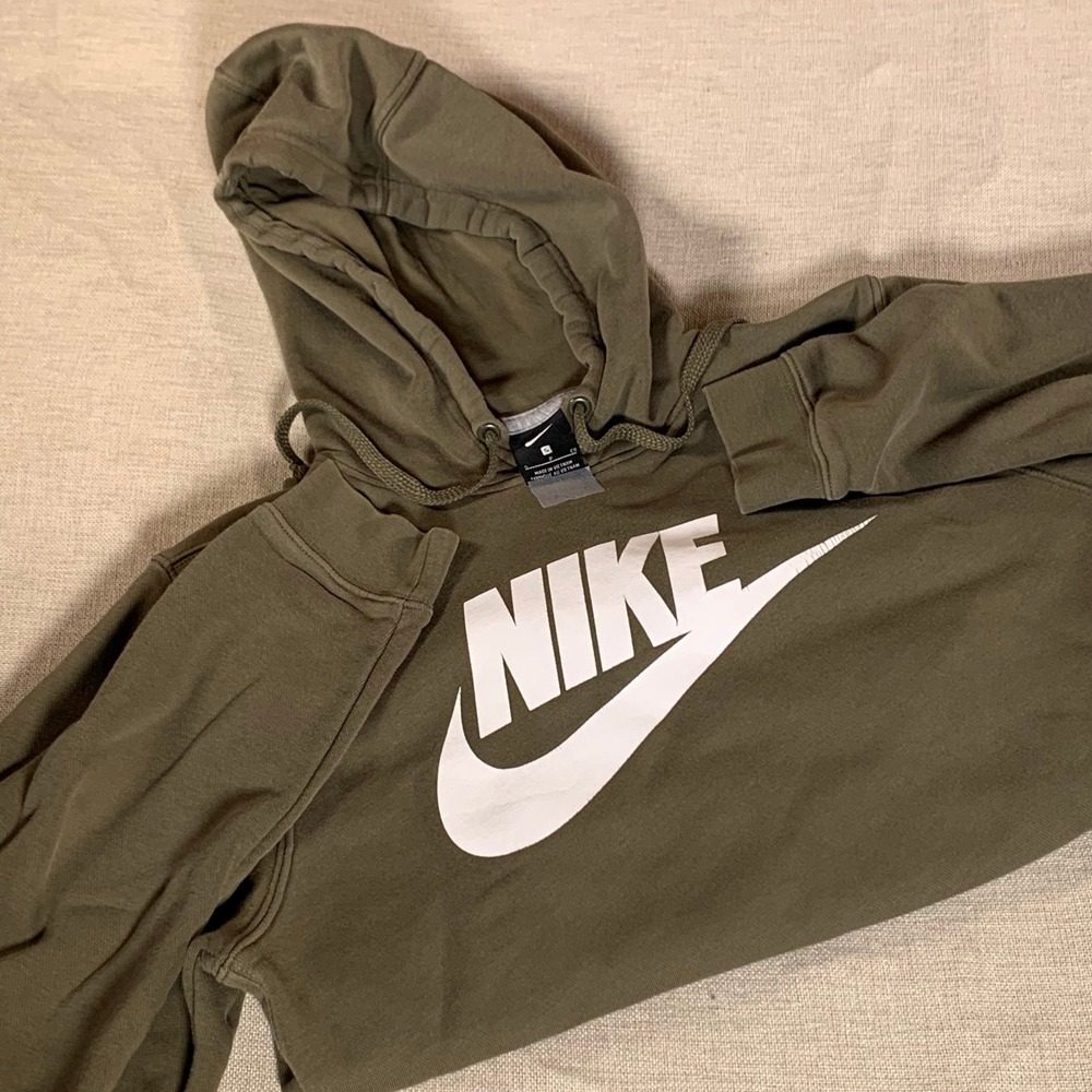 Nike Club‎ Fleece PO Hoodie Olive Green Mens Size Small
